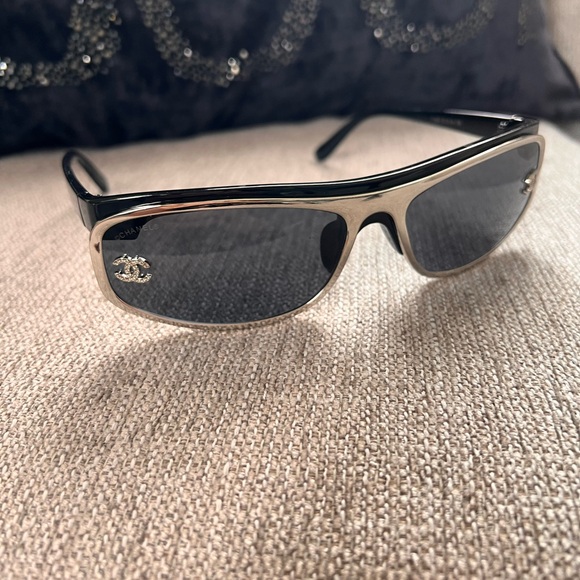 Chanel Rhinestone Black and Silver Women's Sunglasses - Picture 2 of 8